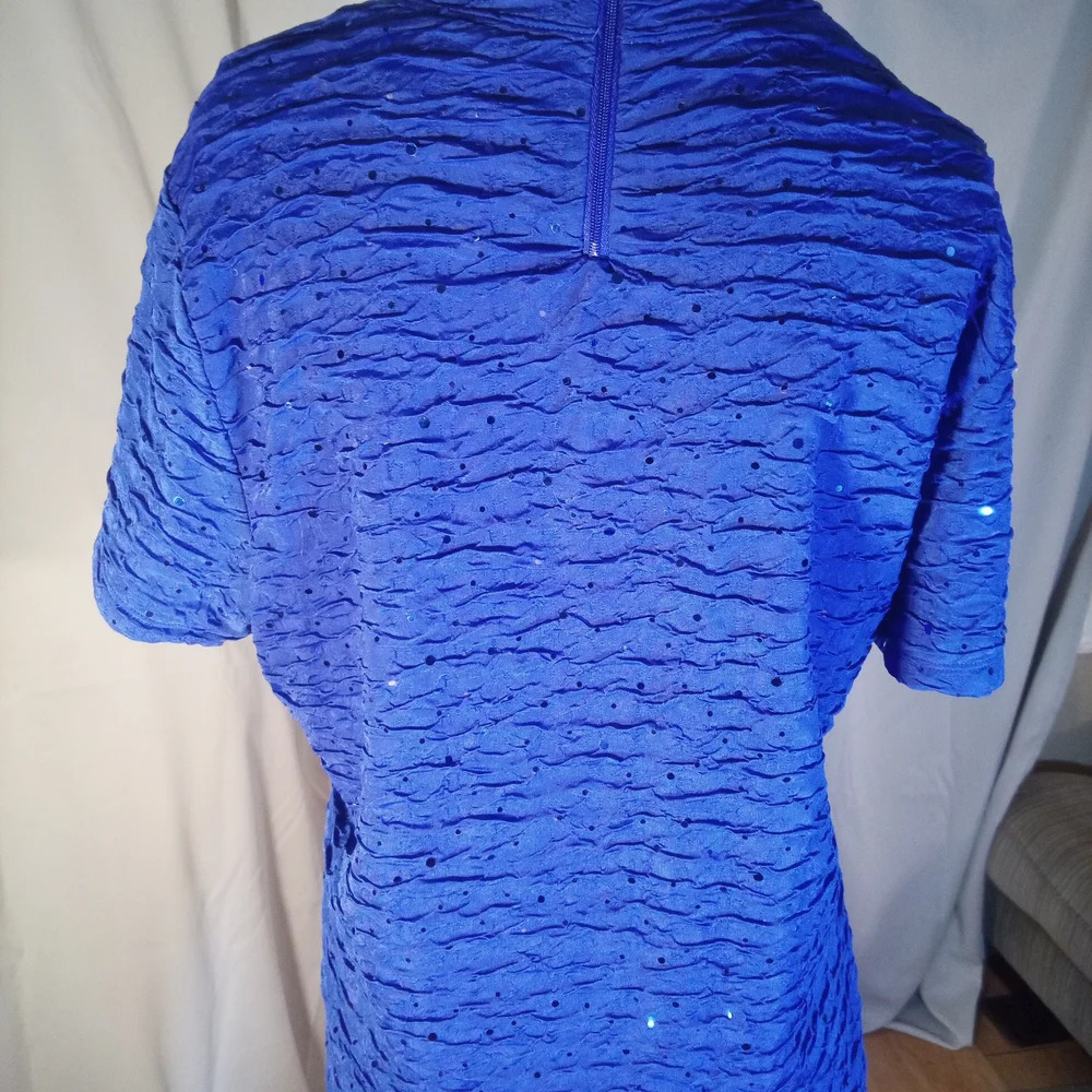TanJay Blue Ruched Short Sleeve T-Shirt - Picture 3 of 3